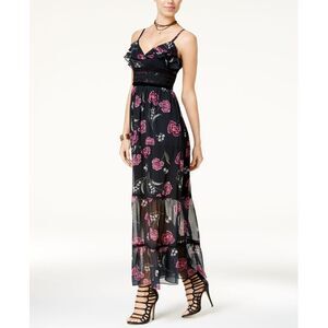 Shift Juniors Ruffled Velvet Trim Maxi Dress